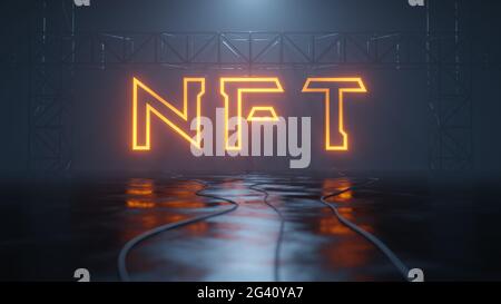 Neonlicht Schild nft Stockfoto