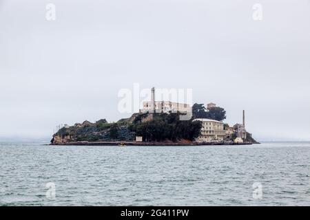 Blick auf Alcatraz Gefängnis in der Nähe von San Francisco Stockfoto