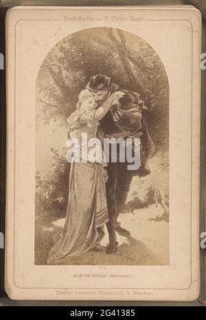 Fotoproduktion von (vermutlich) einer Zeichnung mit dem Titel 'Walk of Faust and Gretchen'; Faust und Gretchen (Spaziergang.). Teil des Albums mit 30 Fotoproduktion von Zeichnungen der faust-Geschichte von J.W. Von Goethe. Stockfoto