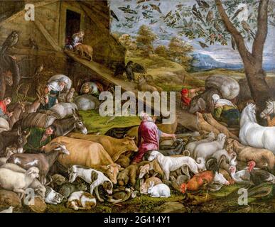 Die Tiere in die Arche Noah von Jacopo Bassano (1510-1592), Öl auf Leinwand, um 1570. Stockfoto