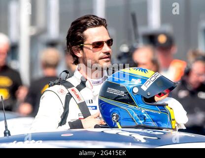 Prinz Carl Philip fährt am 18. Juni 2021 den Porsche Carrera Cup Scandinavia in Anderstorp, Schweden. Foto von Johan Valkonen/Stella Picturs/ABACAPRESS.COM Stockfoto