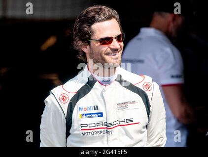 Prinz Carl Philip fährt am 18. Juni 2021 den Porsche Carrera Cup Scandinavia in Anderstorp, Schweden. Foto von Johan Valkonen/Stella Picturs/ABACAPRESS.COM Stockfoto