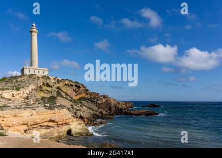 Blick auf den Leuchtturm von Capo Palos in Murcia im Südosten Spaniens Stockfoto