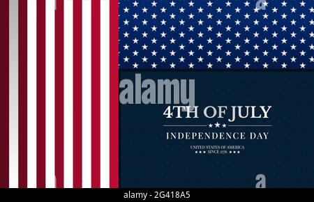 Alles gute am 4. Juli USA Independence Day. Hintergrunddesign mit US-Flagge. Es eignet sich für Banner, Poster, Website, Werbung, etc. Vector illustrat Stock Vektor