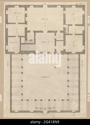 Grundriß des Erdgeschosses der Villa Grimaldi-Sauli in Genua; Prima pianta del Palazzo. H. dieser Druck ist Teil eines Albums. Stockfoto