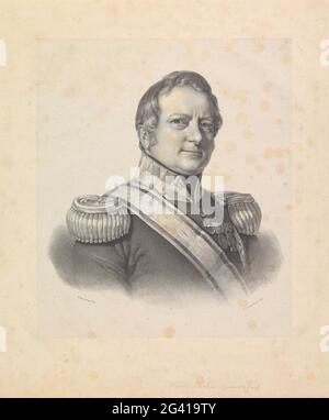 Porträt von Hendrik Merkus de Kock. Portressed trägt eine Militäruniform mit drei-Sterne-Schulterklappen, einer Schärpe und verschiedenen Ritterbefehlen. Zu einem Gemälde von Jan Willem Pieneman aus dem Jahr 1854, heute in der Sammlung des Königlichen Instituts für die Tropen Amsterdam. Stockfoto