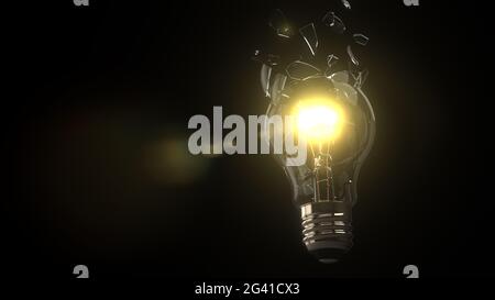 Explodierende Glühbirne Stockfoto