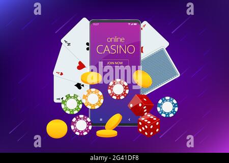 Online Casino-Konzept. Online Big Slots Casino-Marketing-Banner, Gaming-Apps Stock Vektor