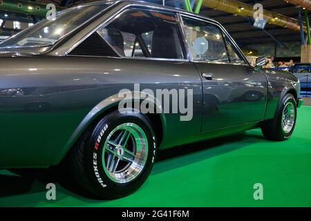 1974 Seat 124 Sport. Retro Malaga 2021, Andalusien, Spanien. Stockfoto