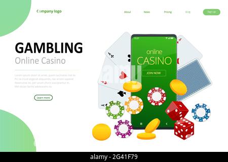 Online Casino-Konzept. Online Big Slots Casino-Marketing-Banner, Gaming-Apps. Vorlage für Web-Landing-Page Stock Vektor