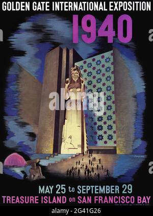 Golden Gate International Exposition. 1940 von Sampson (Daten unbekannt). Restauriertes Vintage-Poster, das 1940 in den USA veröffentlicht wurde. Stockfoto