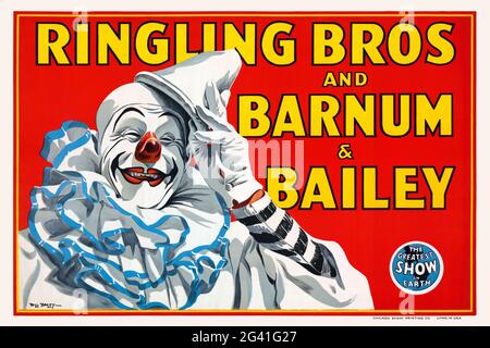 Ringling Bros und Barnum & Bailey. Die größte Show der Welt von Bill Bailey (1886-1966). Restauriertes Vintage-Poster, das 1945 in den USA veröffentlicht wurde. Stockfoto