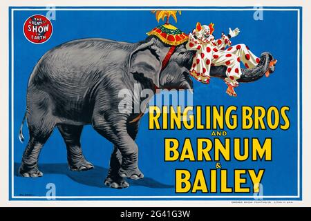 Ringling Bros und Barnum & Bailey. Die größte Show der Welt von Bill Bailey (1886-1966). Restauriertes Vintage-Poster, das 1945 in den USA veröffentlicht wurde. Stockfoto