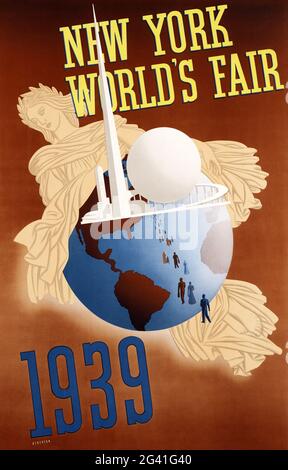 New York World's Fair 1939 von John Carlton Atherton (1900-1952). Restauriertes Vintage-Poster, das 1939 in den USA veröffentlicht wurde. Stockfoto