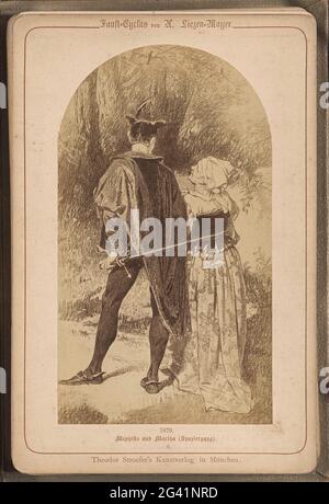 Fotoproduktion von (vermutlich) einer Zeichnung mit dem Titel 'Walk of Mephisto and Martha'; Mephisto und Martha (Spaziergang) .. Teil des Albums mit 30 Fotoproduktionen aus der faust-Geschichte von J.W. Von Goethe. Stockfoto