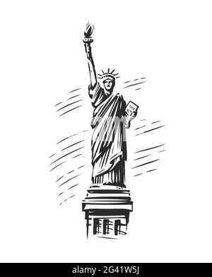 Symbol der Freiheitsstatue. USA, New York Emblem. Vektorgrafik Stock Vektor