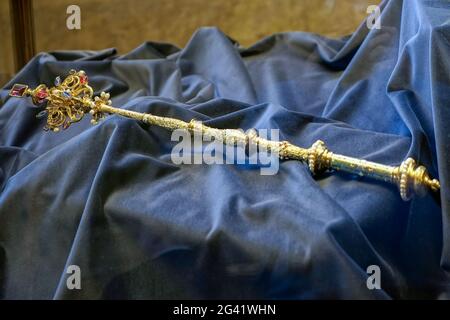 Tschechischen Kronjuwelen in Vladislav-Saal in Prag Stockfoto