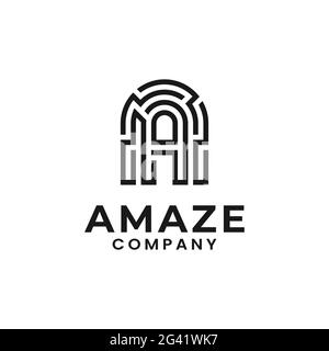 Letter Initial EIN Labyrinth Puzzle Fingerabdruck Einfache Linie Linear einzigartige Hipster Rustikale Retro Hipster Logo Design Stock Vektor