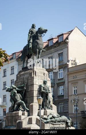 Grunwald-Statue in Krakau Stockfoto