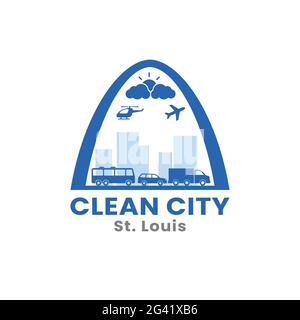 Downtown St. Louis Skyline für Clean City Logo Design Template. St. Louis ist die zweitgrößte Stadt in Missouri, USA Stock Vektor