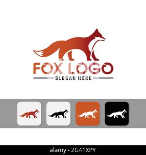 Moderne Fox Silhouette in Orange Farbe Logo Design. Geeignet als Maskottchen für digitale Anwendungen, Marken oder Firmenlogos. Einfach und flach Stock Vektor