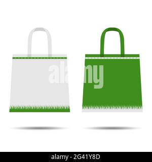 Cartoontasche. Isoliert auf weißem Hintergrund. Umweltschutz. Flacher Style. Umweltfreundliches Paketdesign. Vektorgrafik Stock Vektor