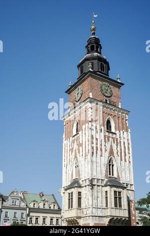 Town Hall Tower Marktplatz in Krakau Stockfoto