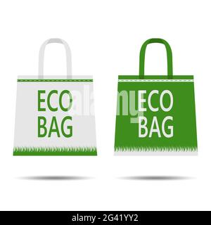 Eco-Tasche. Isoliert auf weißem Hintergrund. Umweltschutz. Flacher Style. Umweltfreundliches Paketdesign. Vektorgrafik Stock Vektor