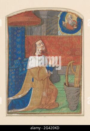 Miniatur aus einem Gezeitenjob: König David im Gebet. . Stockfoto