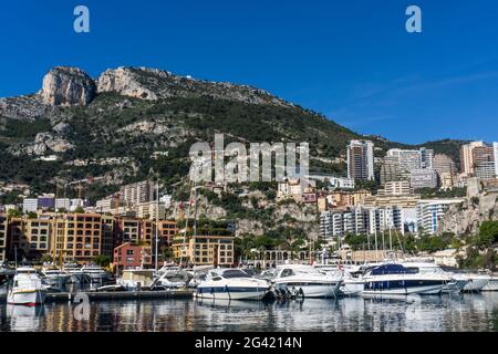 Der Hafen von Fontvieille im Herzen von Monaco Stockfoto
