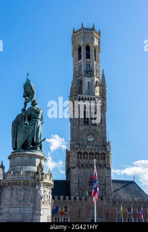 Blick auf den Glockenturm in Brügge-Westflandern-Belgien Stockfoto