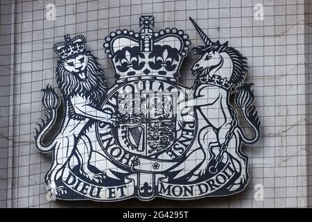 LONDON/GROSSBRITANNIEN - 21. März: Wappen des Obersten Gerichtshofes der Vereinigten Königreich in London am 21. März 2018 Stockfoto