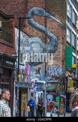 VEREINIGTES KÖNIGREICH. ENGLAND. LONDON. SHOREDITCH. STREET ART AM EAST END Stockfoto