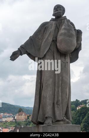 Statue in der Staatlichen Burg- und Schlosskomplex von Cesky Krumlov Stockfoto