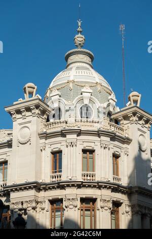 VALENCIA, Spanien - 24. Februar: historische Postgebäude in der Rathausplatz von Valencia Spanien am 24. Februar 2019 Stockfoto