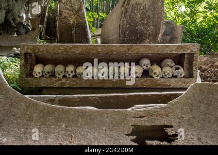 Die historische Grabstätte von Lombok Parinding in Tana Toraja Stockfoto