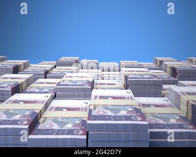 Geld Pakistans. Pakistanische Rupie-Rechnungen. PKR-Banknoten. 50 Rupien. Handel, Finanzen, Nachrichten Hintergrund. Stockfoto