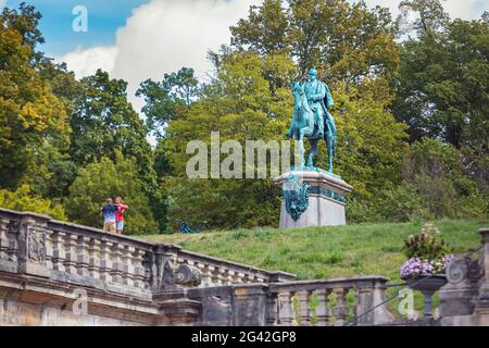 Reiterdenkmal für Herzog Ernst II. Im Hofgarten in Coburg, Oberfranken, Bayern, Deutschland Stockfoto