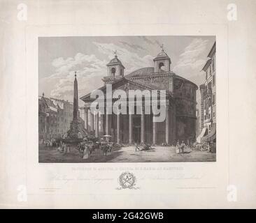 Pantheon in Rom; Pantheon von Agrippa oder Kirche S. Maria ad Martyres. Gezicht op Het Pantheon en Het Piazza della Rotonda Te Rome. Stockfoto