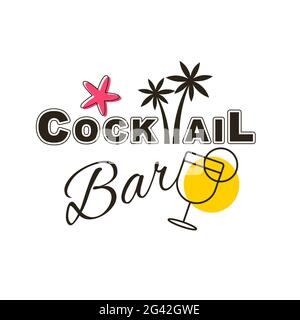 Zitat typografischer Hintergrund. Vektor-Illustration von alkoholischen Cocktail. Handgezeichnete Skizze von Mojito mit Kalk- und Strohscheibe. Bar-Menü-Design Stock Vektor