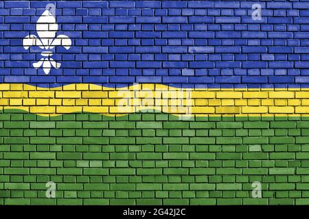 Flagge von Flevoland auf Ziegelmauer gemalt Stockfoto