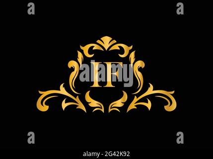 Luxus-Buchstaben IF. Goldenes Blumenalphabet . Monogram Initialen perfekt für Hochzeitseinladungen, Grußkarte, Logo und anderes Design. Stock Vektor