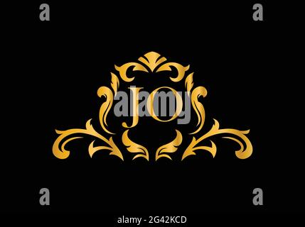 Luxus-Buchstaben JO. Goldenes Blumenalphabet . Monogram Initialen perfekt für Hochzeitseinladungen, Grußkarte, Logo und anderes Design. Stock Vektor