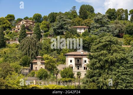 BERGAMO, LOMBARDEI/ITALIEN - AUGUST 14 : Blick von der Citta Alta in Bergamo am 14. August 2020 Stockfoto