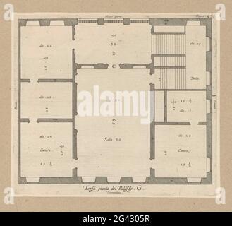 Grundriß des zweiten Stockwerks des Palazzo Interiano Pallavicini in Genua; Terza Pianta del Palazzo. G. dieser Druck ist Teil eines Albums. Stockfoto