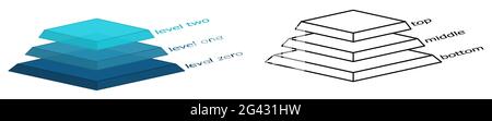 Pyramide aus 3 dicken Schichten, Farbe / schwarz-weiß-Version Stock Vektor