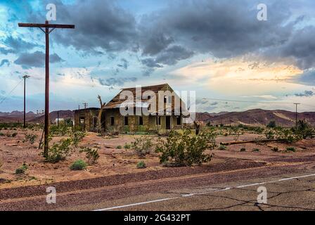 Verlassene Gebäude entlang der Route 66, Ludlow, Kalifornien, USA Stockfoto