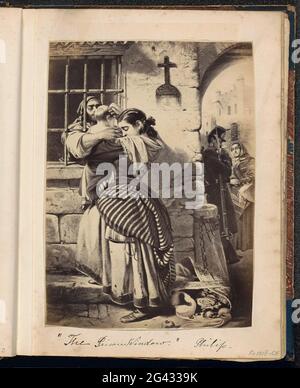 Fotoproduktion (vermutlich) eines Bildes zu einem Gemälde von John Phillip; „das Gefängnisfenster“. Philip .. Teil des englischen Familienalbums mit Fotos von Menschen, Reisen, Cricket und Kunstwerken. Stockfoto