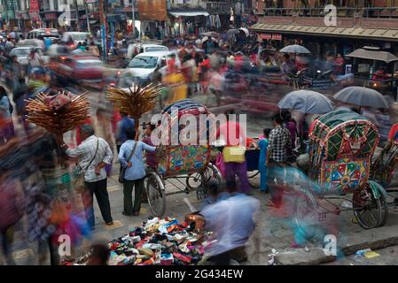 Die hektische Innenstadt von Kathmandu, Nepal, Asien. Stockfoto