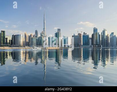 Wolkenkratzer, Business Bay, Burj Khalifa, Dubai, Vereinigte Arabische Emirate Stockfoto